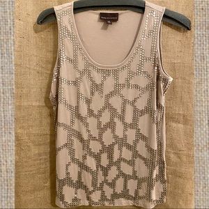 Dana Buchman tan & gold ✨ sequined📀 tank top